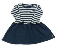 Tmavomodro-sivé pruhované pletené šaty TOM TAILOR