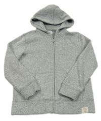 Šedá melírovaná pletená propínací mikina s kapucí GAP