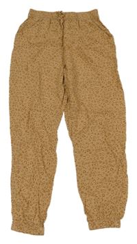 Béžové leopardí voľné é nohavice H&M