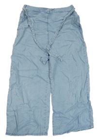 Modré ľahké culottes nohavice s opaskom H&M