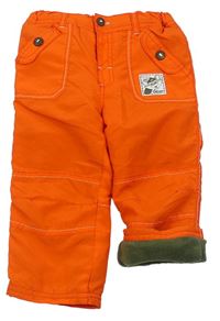 Oranžové šušťákové zateplené nohavice s líškou Ergee