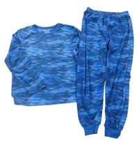 Modro-čierne vzorované plyšové pyžama Primark