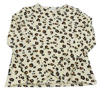 Smetanové triko s leopardím vzorem Zara