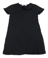 Čierne svetrové trblietavé šaty s mašlou zn. H&M