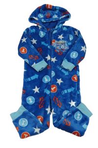 Tmavomodrá chlupatá kombinéza s Thomasem a kapucí Mothercare