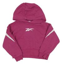 Tmavoružová crop mikina s logom a kapucňou Reebok