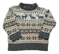 Smetanovo-šedý svetr se vzorem Next