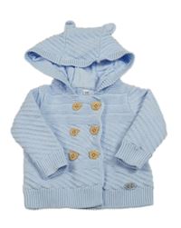 Svetlomodrý vzorovaný prepínaci podšitý sveter s kapucňou