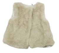 Béžová kožušinová podšitá vesta Okaidi