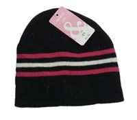 Nové - Černá pletená čepice s proužky Pep&Co.