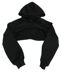 Čierna crop mikina s kapucňou Shein