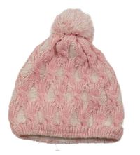 Světlerůžová vzorovaná pletená podšitá čepice Pusblu