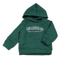 Tmavozelená mikina s nápisom a kapucňou