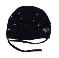 Tmavomodrá pletená podšitá čepice se srdíčky S. Oliver