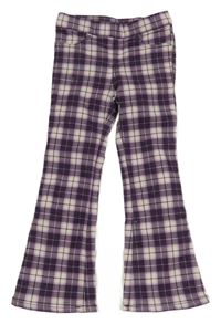 Fialovo-biele kockované flare rifle H&M