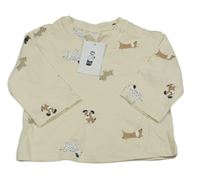 Nové - Béžové triko s pejsky H&M