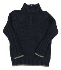 Tmavomodrý vzorovaný sveter s rolákom Jarvis Archer