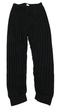 Čierne rebrované úpletovéí nohavice Shein