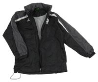 Čierno-sivá šušťáková futbalová bunda s ukrývací kapucňou Errima