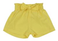 Žlté voľné é kraťasy s mašlou