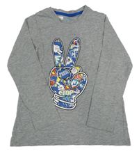 Sivé melírované tričko s potlačou Lupilu