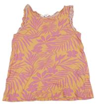 Oranžovo-ružový kvetovaný top H&M