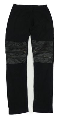 Čierne legíny so zipy a koženkovými koleny Calzedonia