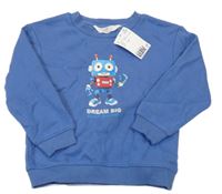 Nové - Modrá mikina s robotom H&M