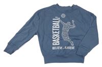Modrošedá oversize mikina s basketbalistou Peacocks