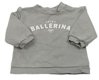 Sivá mikina s nápismi a mašličkou a volánikmi H&M