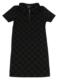 Čierno-biele kárované šaty s golierikom PRIMARK