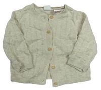 Smetanovo-světlešedý melírovaný vzorovaný propínací svetr H&M