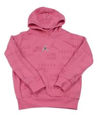 Tmavorůžová mikina s logy a číslem a kapsou a kapucí Nike Air Jordan 