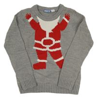 Sivý melírovaný pletený vianočný sveter so Santou Pepperts!