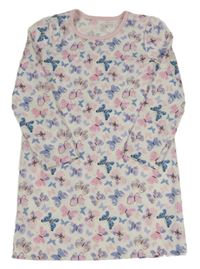 Bílo-světlerůžová noční košile s motýlky George