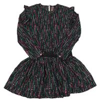 Čierno-farebné vzorované šaty s volánikmi B.NOSY