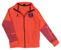Křiklavě korálová propínací sportovní fotbalová mikina Paris Saint-Germain zn. Nike Jordan