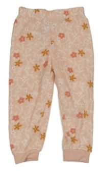 Broskvové fleecové pyžamové kalhoty s květy a větvičkami PRIMARK