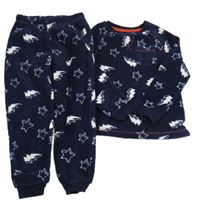 Tmavomodré plyšové pyžama s hviezdičkami a bleskami George