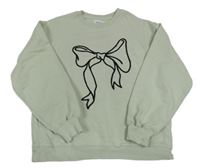 Světlešedoolivová mikina s mašlou ZARA