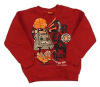 Červená tepláková mikina s robotom a loptou Trax mini