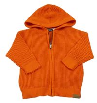 Tmavooranžový vzorovaný propínací svetr s kapucí Next