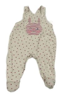 Světlebéžové melírované puntíkaté teplákové dupačky so zajačikom Topomini