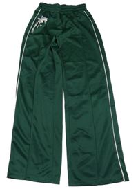 Smaragdové športové tepláky s obrázkom a pruhom