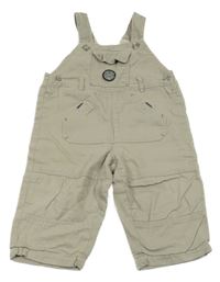 Béžové plátenné na traké podšité nohavice s nášivkou