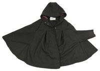 Čiernošedé vlnené podšité pončo s kapucňou Vertbaudet