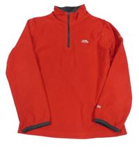 Červená fleecová funkčná mikina s logom TRESPASS