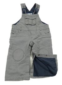 Šedé plátěné laclové podšité kalhoty Vertbaudet