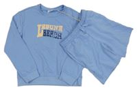 Nové - 2Set - Modrá mikina s nápisy + kraťasy L&D