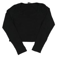 Černé žebrované crop triko s krajkou New Look